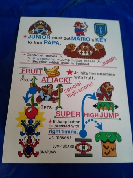 Donkey Kong Jr CPO Instruction Card