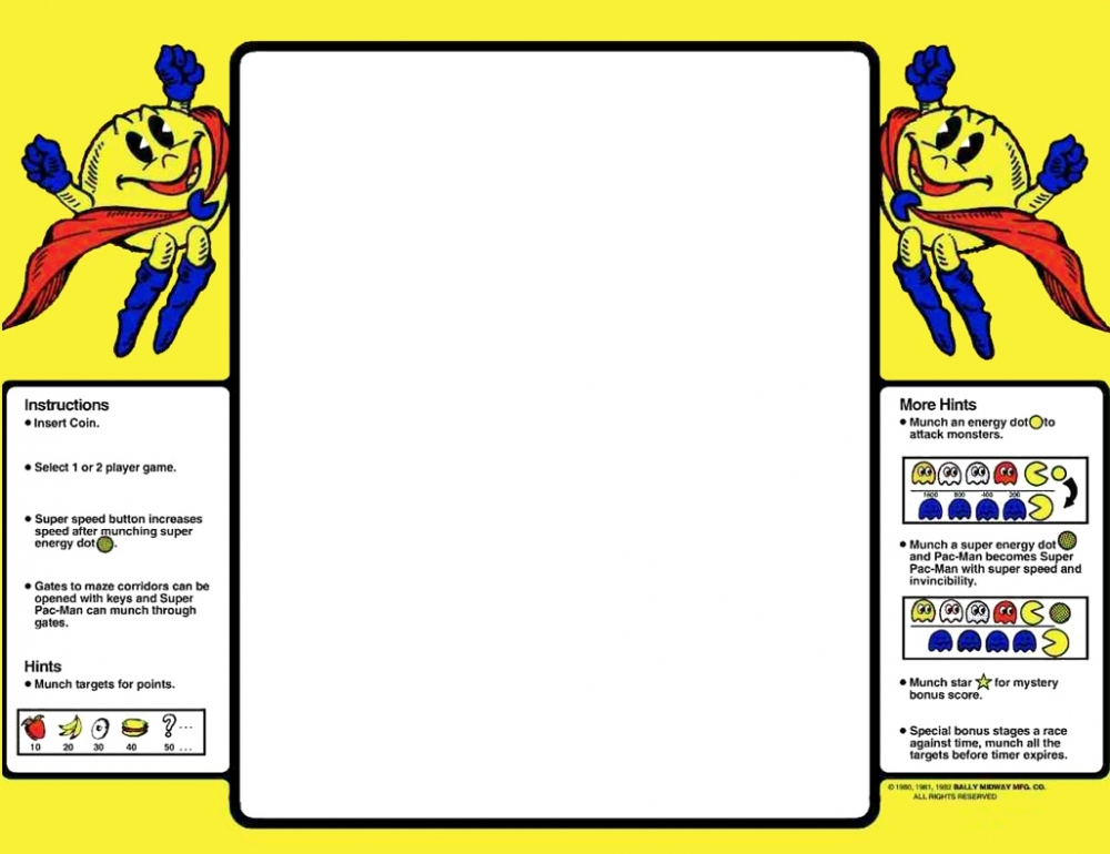 Super Pac Man Cabaret Bezel